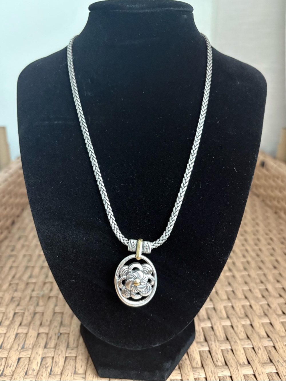 Brighton Silver & Gold-Tone Floral Pendant Necklace